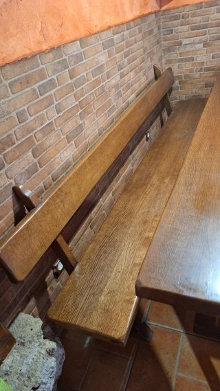 Mesa de merendero de roble macizo