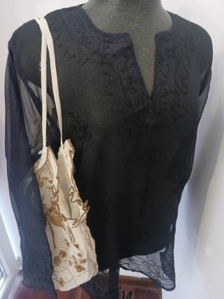 Caftán Blusa Bordada Vintage Pareo nueva