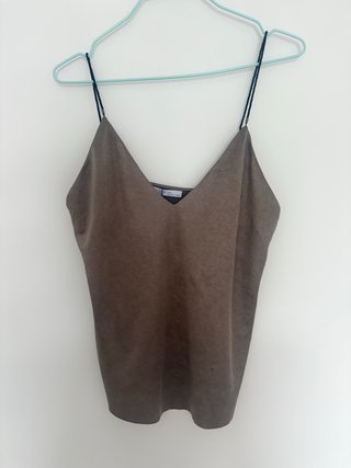 Camiseta Zara tirantes marrón Talla S