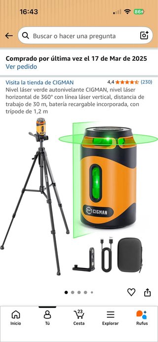 Nivel Láser CIGMAN Naranja SIN ESTRENAR