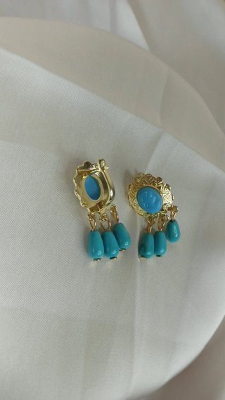 Pendientes Vintage Oro 18k Turquesas