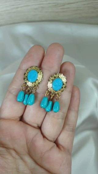 Pendientes Vintage Oro 18k Turquesas