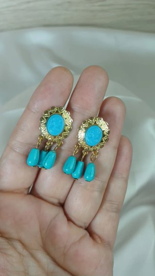 Pendientes Vintage Oro 18k Turquesas
