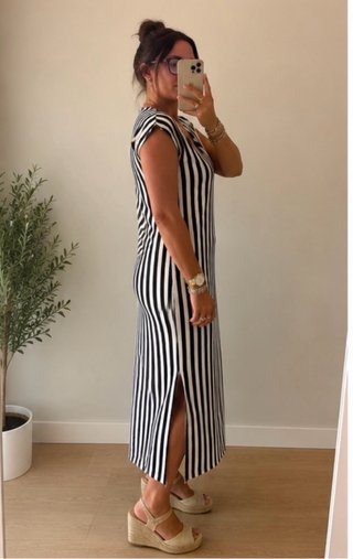 Vestido Rayas Negro Blanco Zara Talla Única