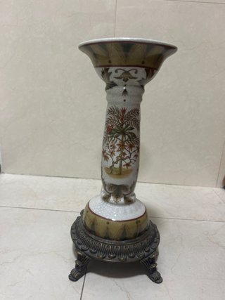 Candelabro Vintage Cerámica y Metal