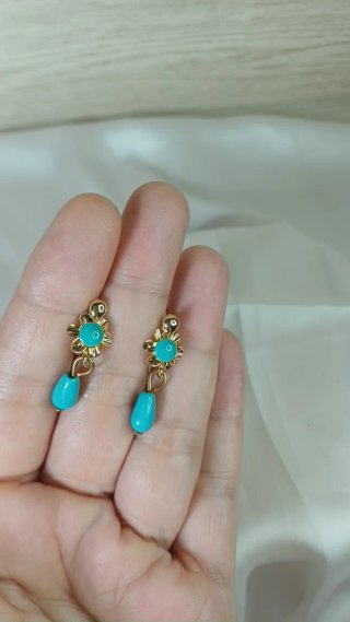 Pendientes Vintage Zarina Chapado Oro 18k Turquesa