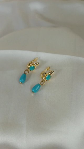 Pendientes Vintage Zarina Chapado Oro 18k Turquesa