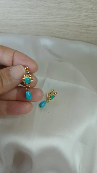 Pendientes Vintage Zarina Chapado Oro 18k Turquesa