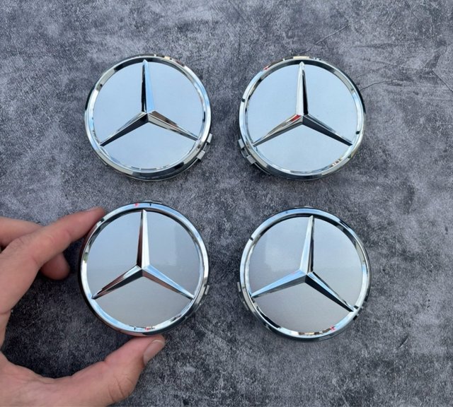 4 Tapabujes Mercedes-Benz 75mm gris estrella nuevo