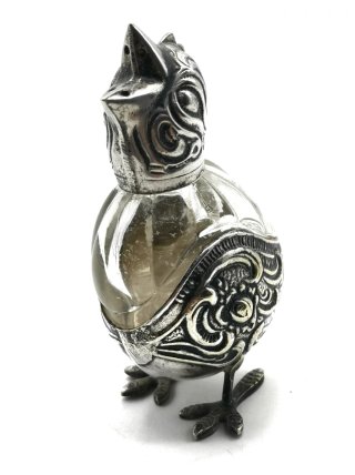 Salero pimentero de cristal con forma de pollito