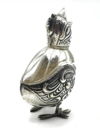 Salero pimentero de cristal con forma de pollito