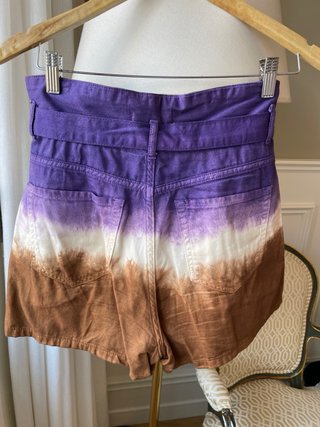 Bermudas mujer tie-dye en morado y marrón
