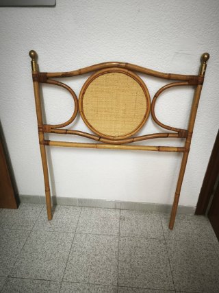 Juego 2 cabeceros + 2 mesitas bambú y mimbre