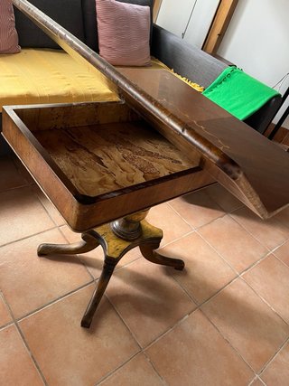 Mesa de marquetería extensible años 50-60
