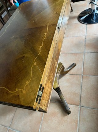 Mesa de marquetería extensible años 50-60