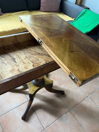 Mesa de marquetería extensible años 50-60