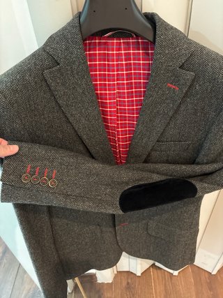 Americana El Ganso Gris con Forro Rojo