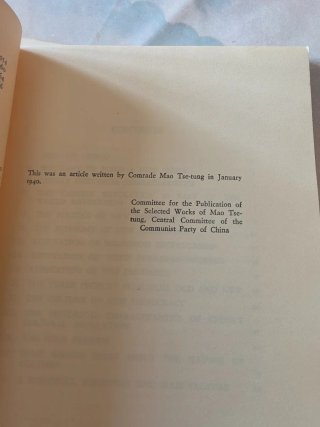 Mao Tse-Tung on new democracy + analysis