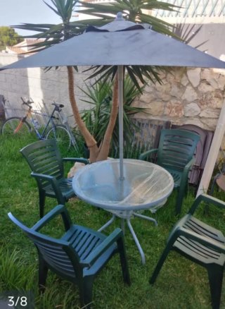 Mesa jardín+4 sillas+regalo sombrilla