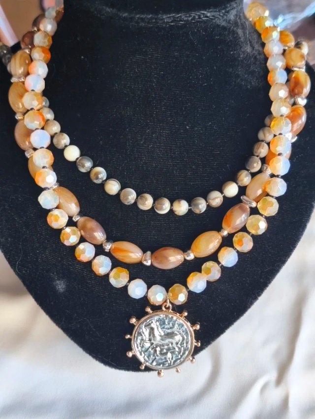 Conjunto 3 collares vintage boho con dije