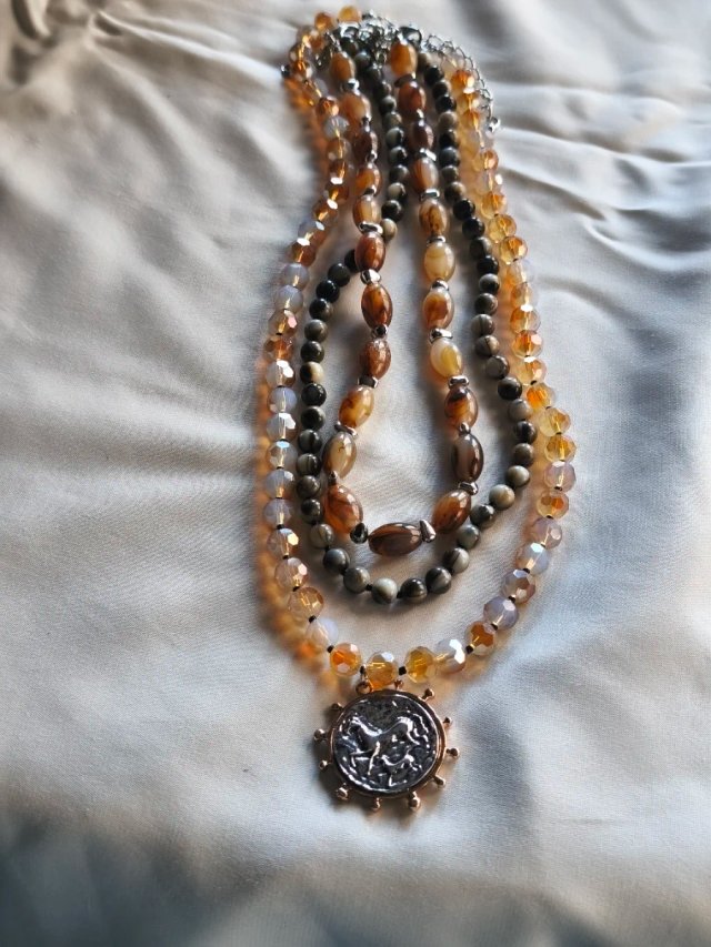 Conjunto 3 collares vintage boho con dije
