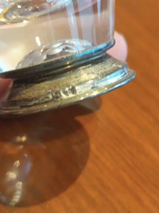 6 Vasos chupito peana plata cristal decorados