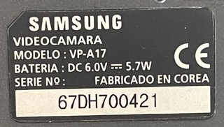 Cámara Video 8 Samsung VP-A17 PAL