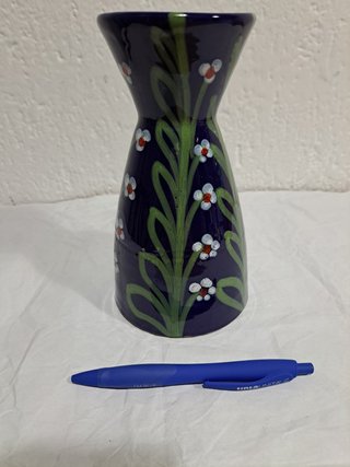 Vaso ceramica blu decorato fiori