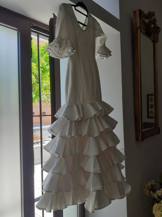 Traje Flamenca Joven Piqué Blanco