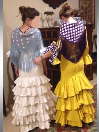 Traje Flamenca Joven Piqué Blanco