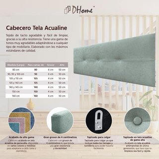 DHOME Cabecero de Tela AQUALINE Pro (Verde Agua)