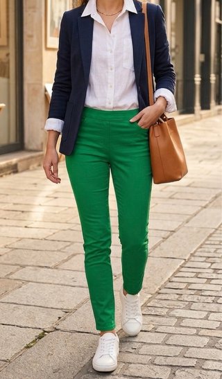 Pantalones pitillo H&M verde talla 38