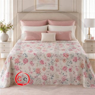 Copriletto Piquet Matrimoniale Beige/Blu