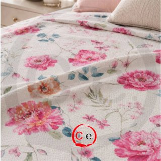 Copriletto Piquet Matrimoniale Beige/Blu