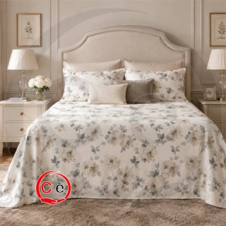 Copriletto Piquet Matrimoniale Beige/Blu