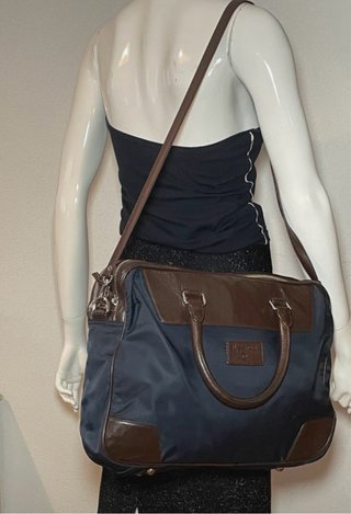 Bolso Viaje 24h Massimo Dutti Azul/Marrón