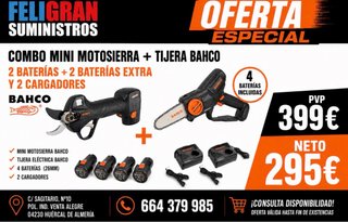 Combo Tijera y Motosierra Bahco Batería