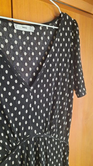 VESTIDO DE LUNARES MANGO NEGRO Y BLANCO