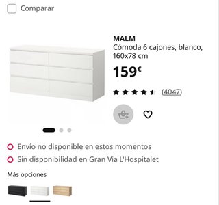 Cómoda MALM 6 cajones Ikea Blanca