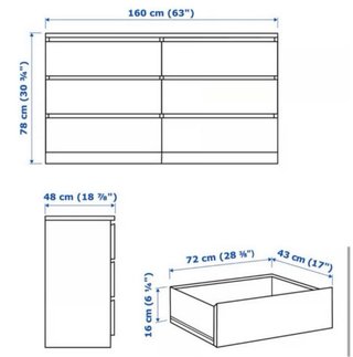 Cómoda MALM 6 cajones Ikea Blanca