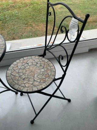 Conjunto mesa y 2 sillas jardín mosaico