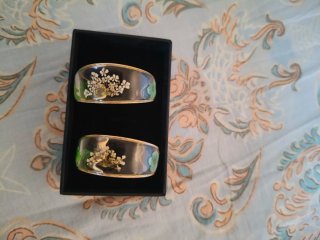 Pendientes Aro Hechos a Mano Dorados y Verdes