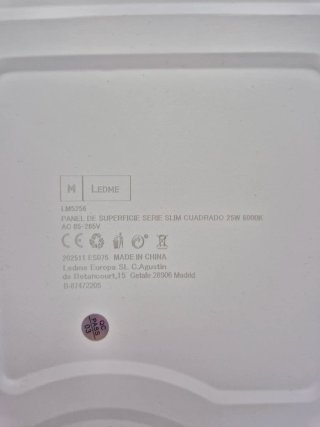 Panel LED Superficie Cuadrado 25W Luz Fría 6000K