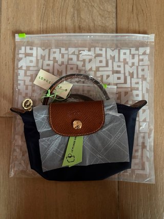 Bolso Longchamp granate ,Marrón , azul y negro