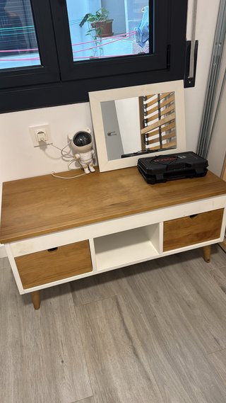 Mesa auxiliar madera y blanca