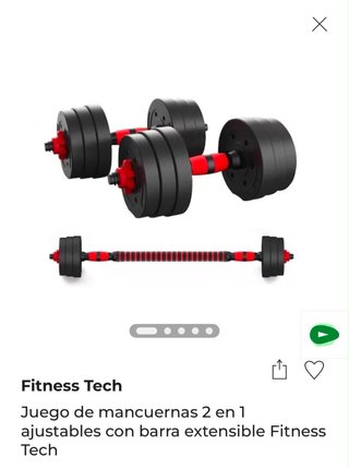 Juego Mancuernas Ajustables Fitness Tech 2 en 1