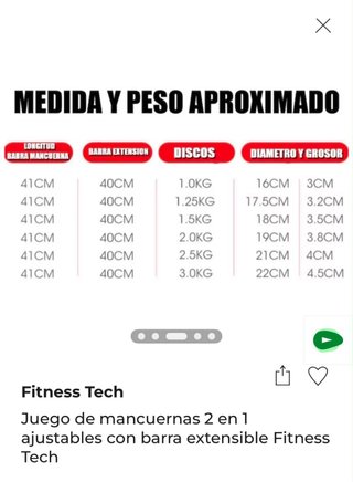 Juego Mancuernas Ajustables Fitness Tech 2 en 1
