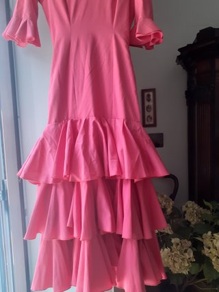 Traje Flamenca Piqué Rosa