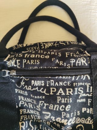 Bolsa de deporte negra con estampado Paris