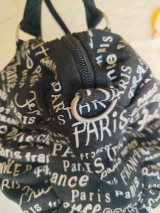 Bolsa de deporte negra con estampado Paris
